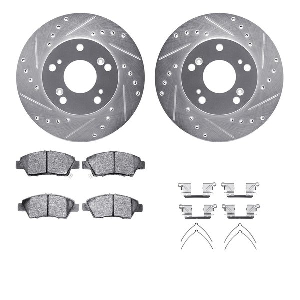 Dynamic Friction Co 7512-59038, Rotors-Drilled and Slotted-Silver w/ 5000 Advanced Brake Pads incl. Hardware, Zinc Coat 7512-59038